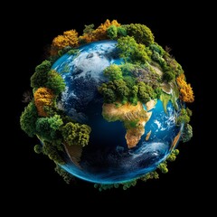 Fototapeta premium Earth with green trees. Generative AI