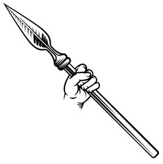 Spear Medieval Weapon Vintage Woodcut Tattoo Style
