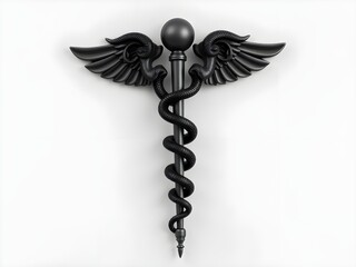 caduceus medical symbol on black background