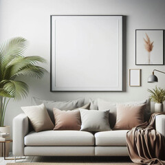 living room interior with fireplace photo frame on wood background	