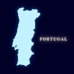 Portugal neon outline map isolated on dark background 
