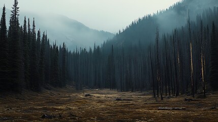 An abandoned, barren landscape where a forest once stood 