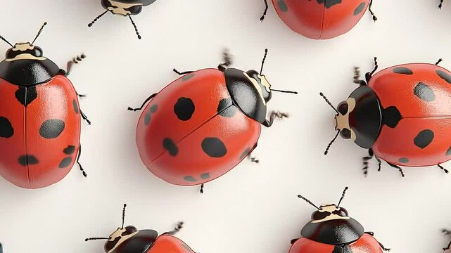 Ladybugs pattern moving on white background