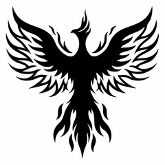 Obraz premium Majestic eagle vector silhouette tattoo design features powerful wings, a symbol of freedom