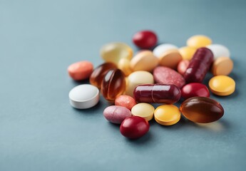 Colorful Assortment of Vitamins and Pills for Health and Wellness