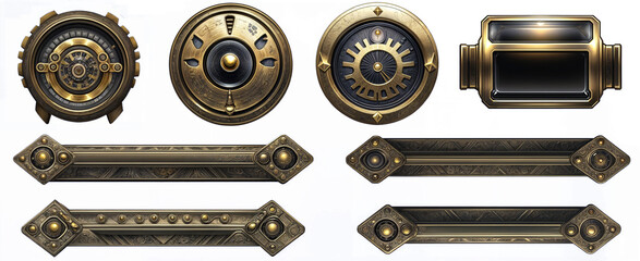 Vintage Steampunk UI Kit &ndash; Control Dials, Levers, and Brass Panels