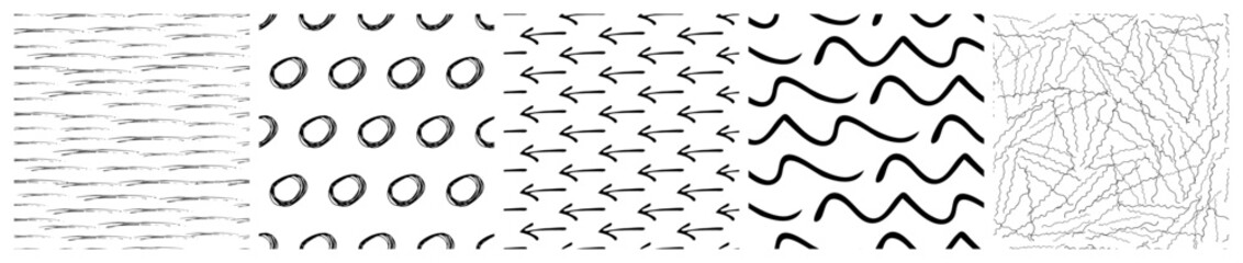 Set of seamless patterns with scribble smears