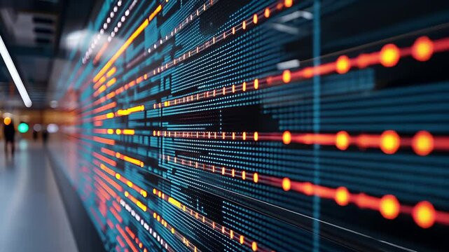 Abstract Digital Data Visualization with Colorful Dots and Lines