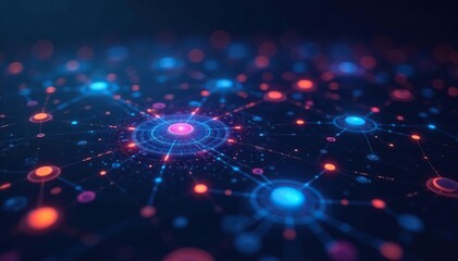 Abstract network graphic showing interconnected nodes and data flows, representing a complex enterprise architecture , network background, process, illustration