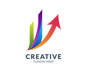 Creative Growth Arrow Logo for Business. Colorful abstract finance growth logo icon vector template design.