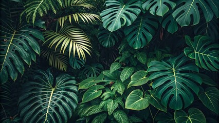 Lush Tropical Leaves Create a Vibrant Natural Scene