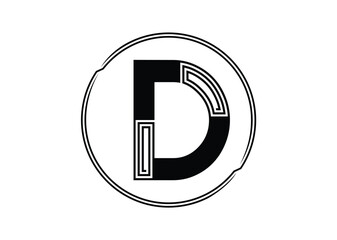 Letter D Logo with Abstract Stripe Line Pattern