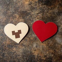 Obraz premium Heart-shaped emblems with addition