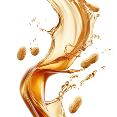 Dynamic Peanut Oil Splashes isolated on a transparent background. High quality PNG, commercial use.