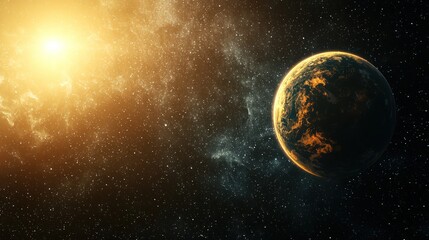Obraz premium A distant exoplanet with a habitable atmosphere