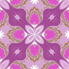 Vintage Purple Floral Damask Seamless Vector Pattern, Mystic Lavender Baroqoue Seamless Pattern. 
