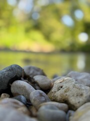 stones in the river, clear water