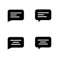 Chat bubble icons, Message symbol set, Black speech balloon icons, Conversation icons, Communication message bubbles, Text box vector, Chat UI
