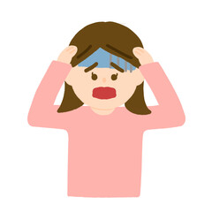 頭を抱えている女性