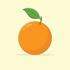Orange with leaf, citrus fruit vector illustration. 