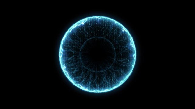 Digital shockwave, Blue digital technology shockwave.4K explosion shockwave effect and diverging waves on transparent background. Glowing shockwave particles. Alpha channel. Overlay template.