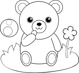 A Bear Blowing Bubbles In A Sunny Meadow Coloring Pages