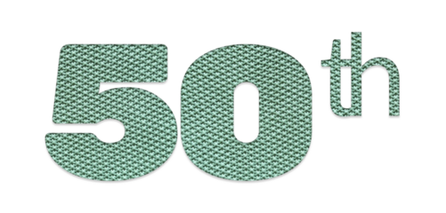 Green knitten‑texture “50th” ordinal number isolated on transparent background, ideal for fiftieth‑anniversary invitations, milestone birthday designs, marketing graphics, banners and greeting cards