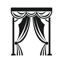A luxurious curtain icon of silhouette vector illustration on white background