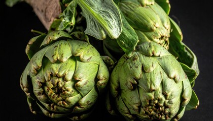 Obraz premium Artichoke on a black background