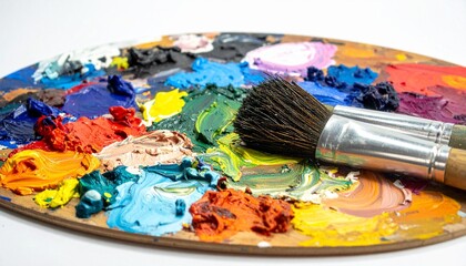 Obraz premium watercolor paints and brushes