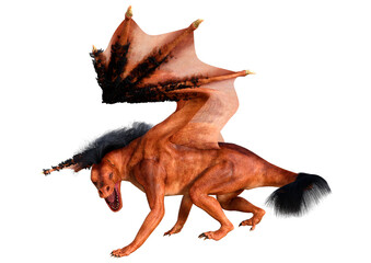 3D Rendering Fairy Tale Dragon on White