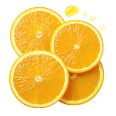 Juicy Orange Slices Isolated on Transparent Background.  Orange Slices PNG. Juicy Orange.