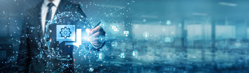 Hand of businessman drawing graphs IT Consulting provides expert advice to optimize IT...