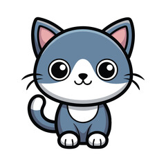 Cute Cartoon Kitten with Big Eyes