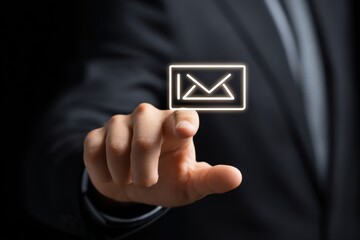 Hand touching email symbol, modern technology concept