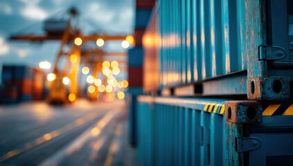 Shipping containers at industrial port for transportation