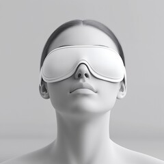 Female with white eye mask on a monochrome background