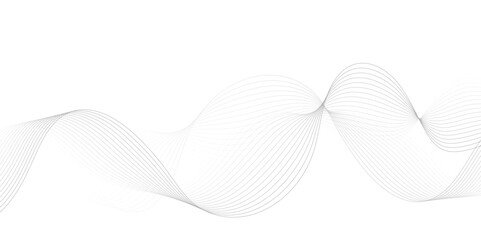 White wave curve lines banner background design. Abstract soft wave lines dynamic flowing gray light isolated background. Vector Illustration of the gray pattern of lines. Black stripes on white .