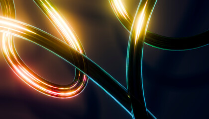 Illuminated Abstract Light Trails in Dynamic Motion