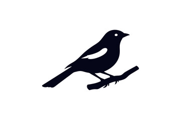 Obraz premium Silhouette of a Bird: A minimalist silhouette of a bird perched gracefully on a branch, showcasing simplicity and elegance, against a plain background. 