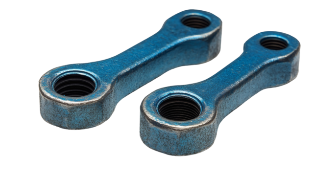 Two blue metal linkages isolated
