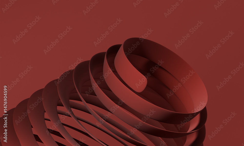Poster deep red background design: smooth, matte circular segments creating a layered and elegant texture