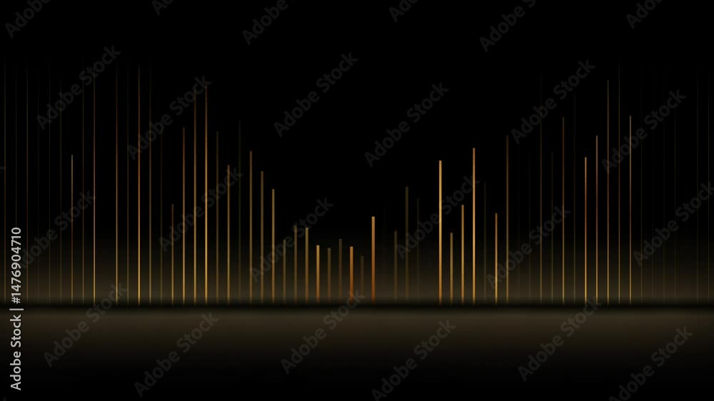 Poster Golden geometric lines abstract futuristic tech background with reflection. Seamless looping minimal motion design. Video animation Ultra HD 4K 3840x2160