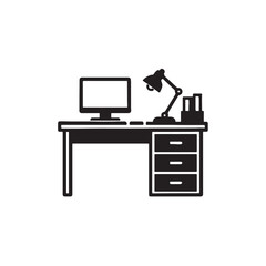 vector illustration of office desk
