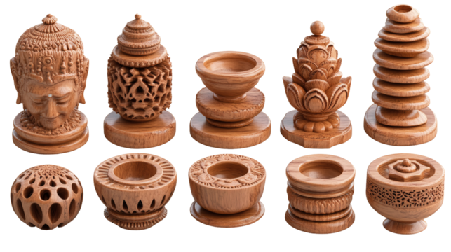 Wooden carved decorative objects