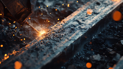 Close-up of a welding process with sparks flying