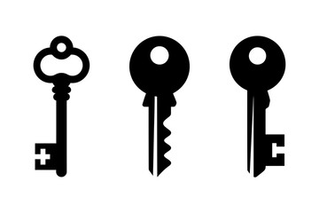 Three black keys unlocking securing and opening