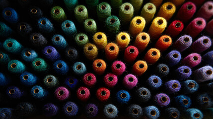 Lots of full yarn bobbins.