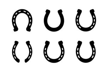 Horseshoe vector set lucky charm symbol silhouette