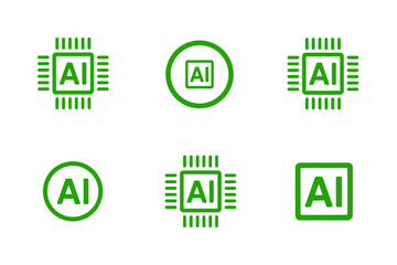 Ai technology artificial intelligence vector set
